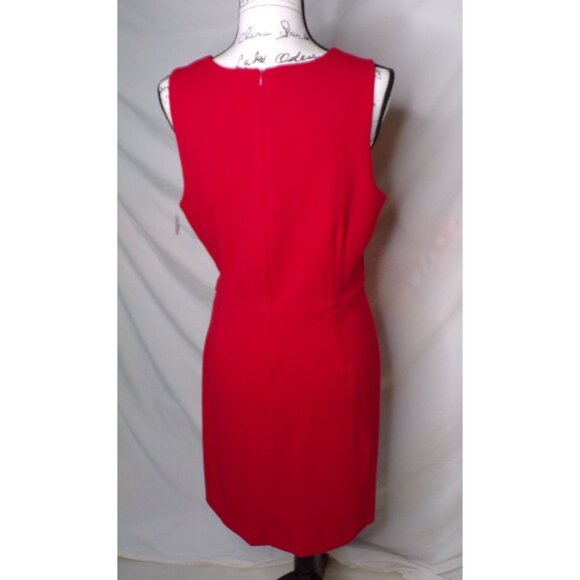 🆕TAHARI ASL Stretch Crepe A-Line Grommet Side Tie Dress 12 Red - Picture 7 of 8